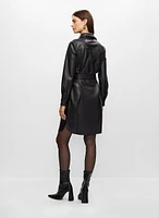 Vegan Leather Shirt Dress