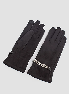 Gants à chaîne et détail de cristaux