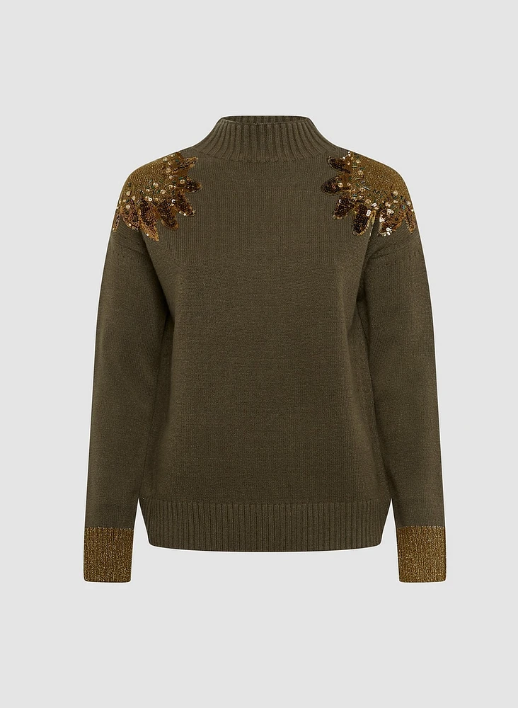 Sequin Motif Sweater