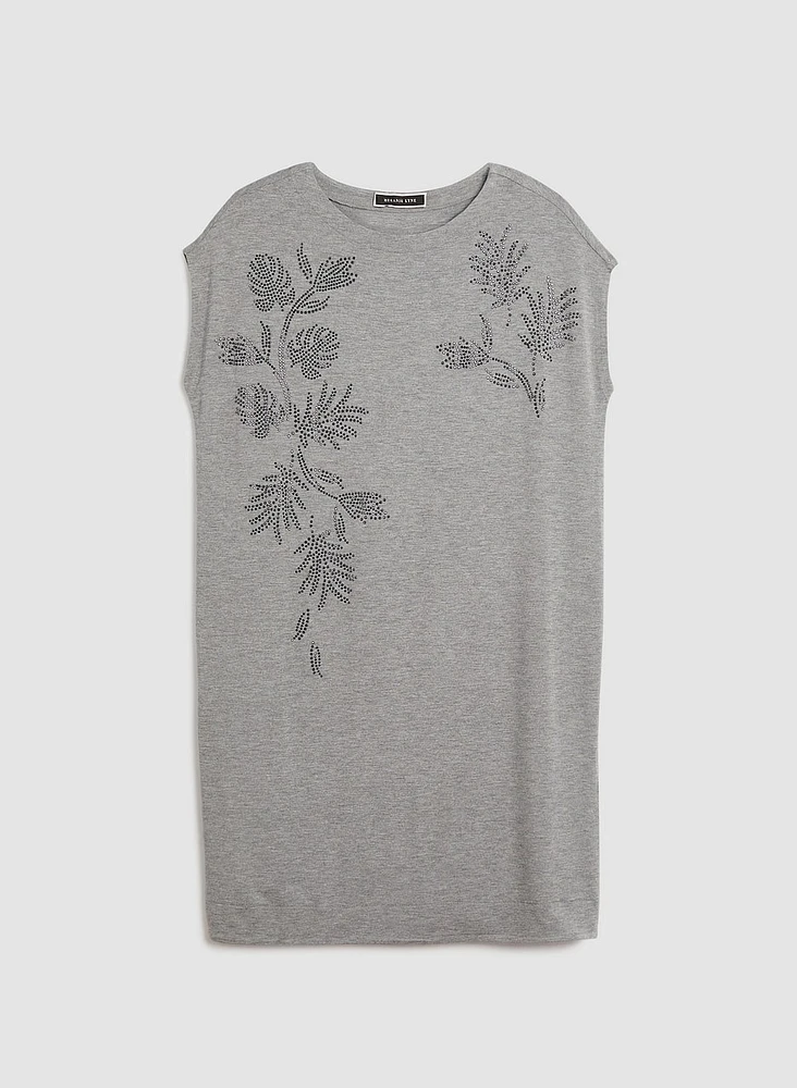 Robe t-shirt à détails floraux