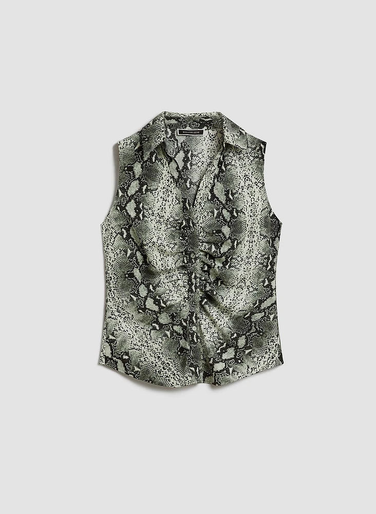 Snakeskin Print Sleeveless Blouse