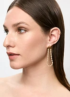 Oval Crystal Loop Earrings