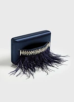 Pochette à sangle avec cristaux et plumes