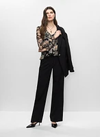 Single-Button Blazer, Ruffle Sleeve Top & Soho Pants