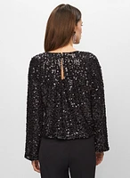 Sequin Detail Crew Neck Top