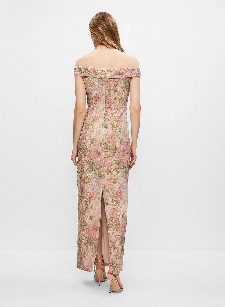 Adrianna Papell - Floral Off-The-Shoulder Gown