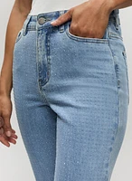 Rhinestone Detail Straight Leg Jeans