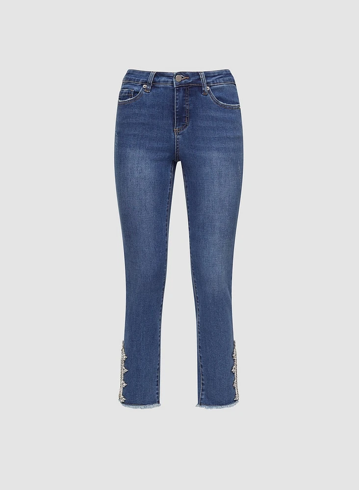 Embellished Side Slit Jeans