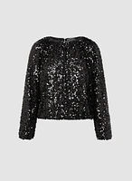 Sequin Detail Crew Neck Top