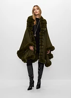 Faux Fur Trim Poncho