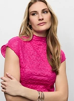 Funnel Neck Cap Sleeve Top