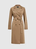 Faux Suede Trench Coat