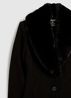 Faux Fur Stretch Wool Blend Coat