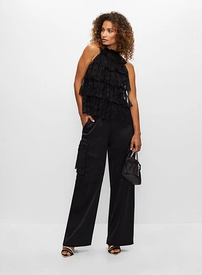 Pantalon cargo et haut étagé en dentelle
