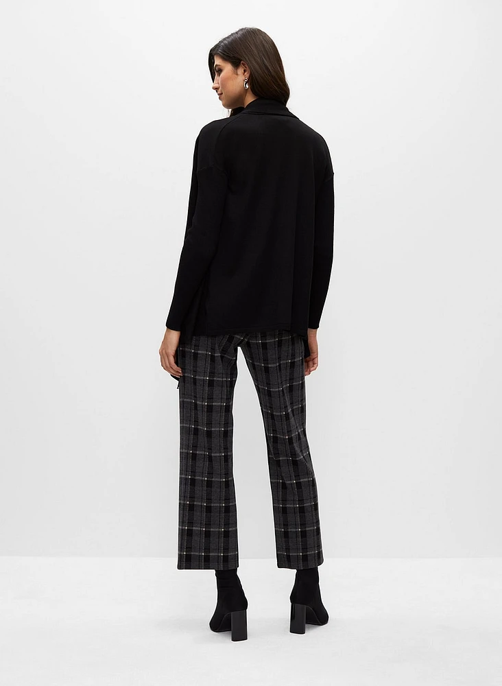 Cardigan à franges et ourlet asymétrique