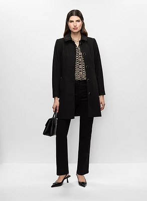 Manteau en laine avec chemisier à motif