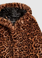 Leopard Print Faux Fur Coat