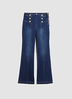 Gold Button Flare Leg Jeans