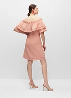 Robe en lin mélangé à épaules dénudées
