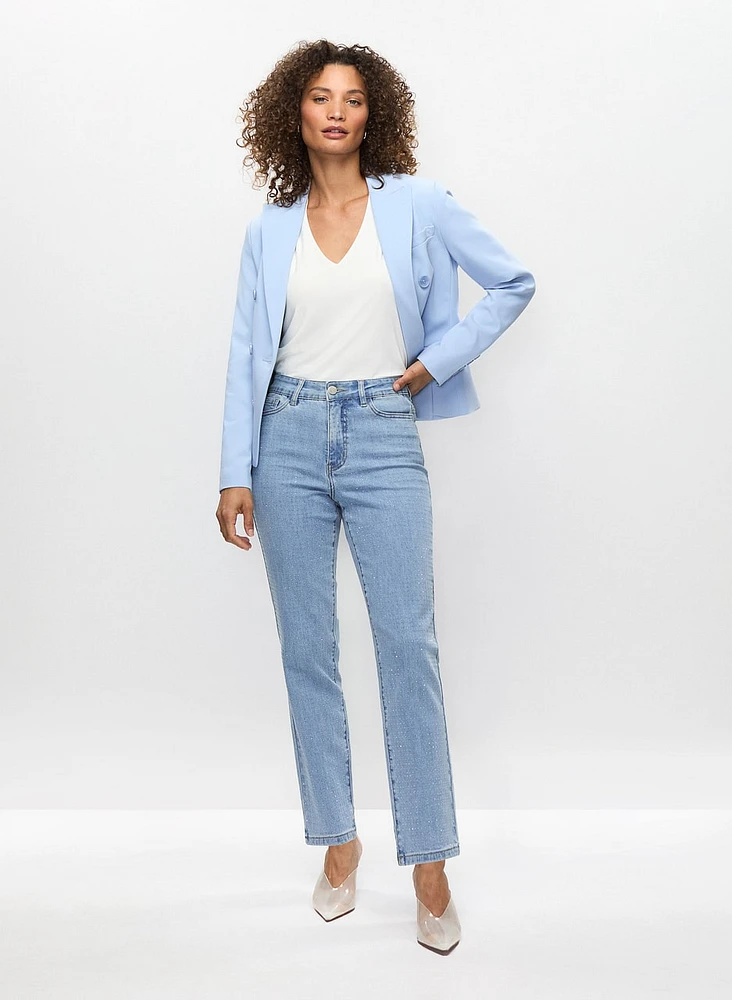 Rhinestone Detail Straight Leg Jeans