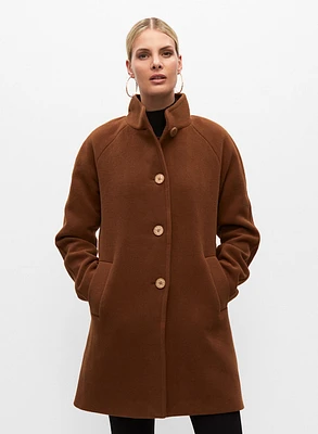 Button Front Wool Blend Coat