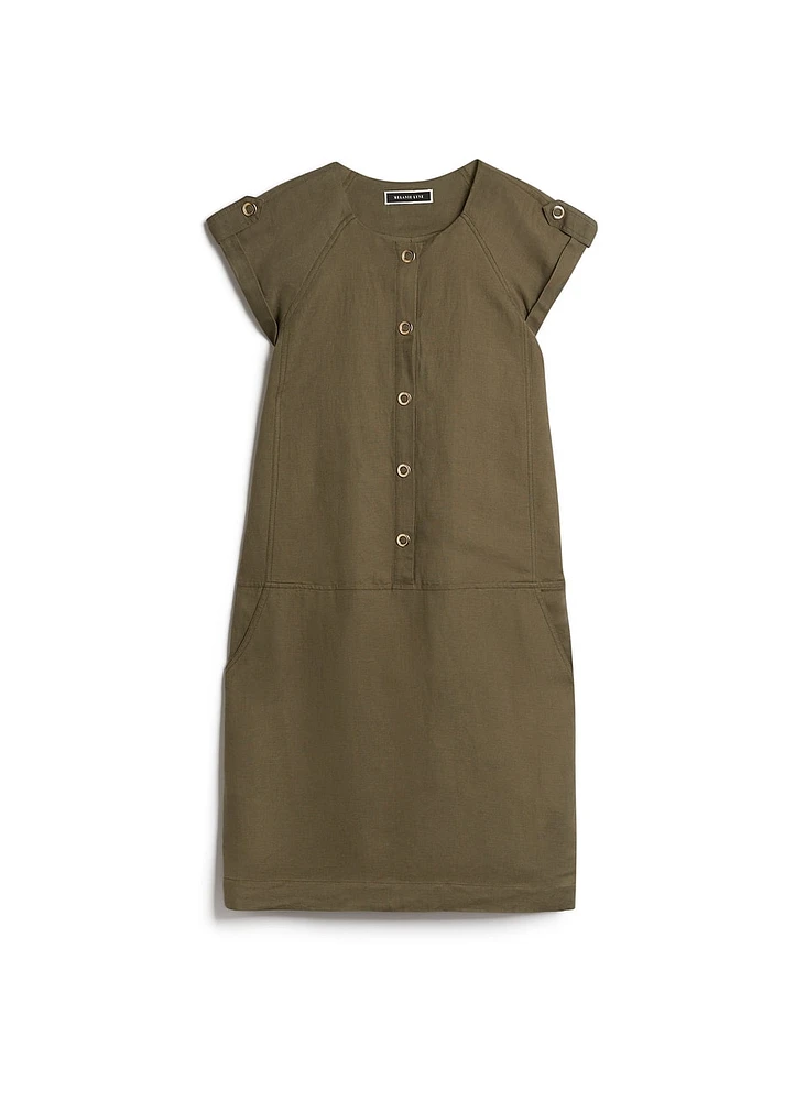 Button Front Linen Dress