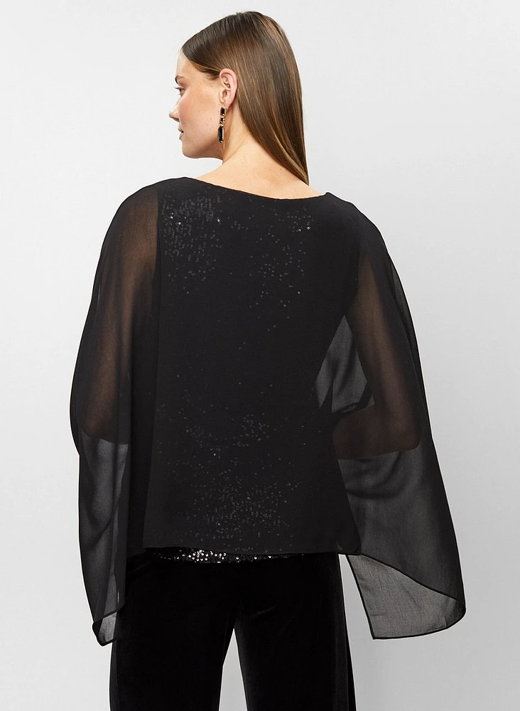 Haut à manches évasées et camisole en sequins
