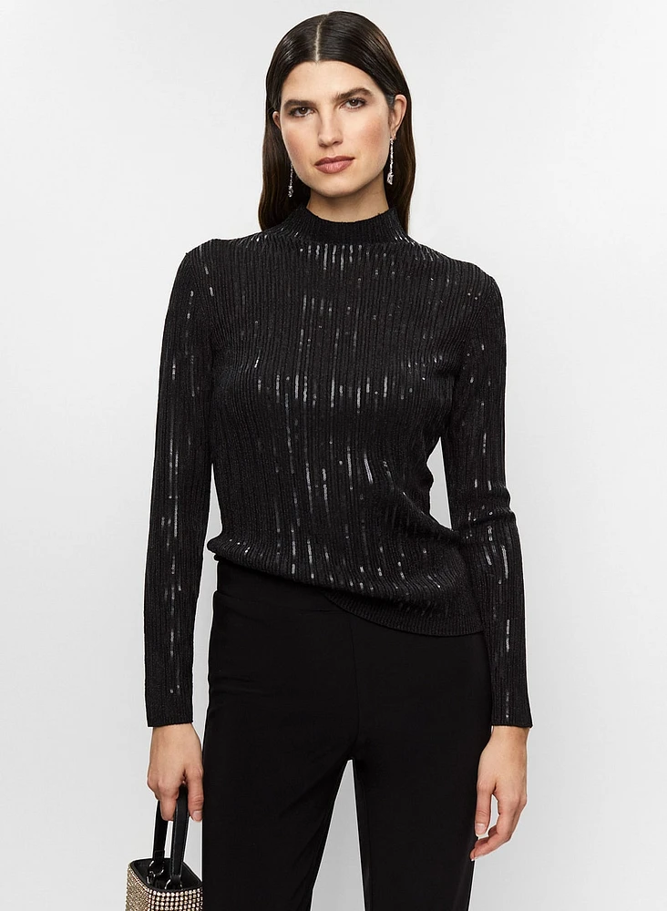 Sequin Rib Knit Sweater