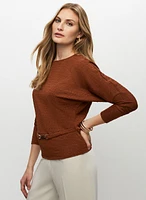 Textured Knit Belted Top