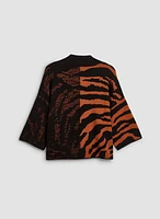 Tonal Zebra Motif Jacquard Sweater