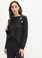 Pull asymétrique à boutons fantaisie