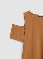 Haut à épaules ajourées et détail en strass