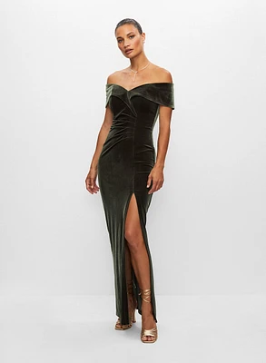 Velvet Off-the-Shoulder Dress