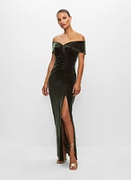 Velvet Off-the-Shoulder Dress