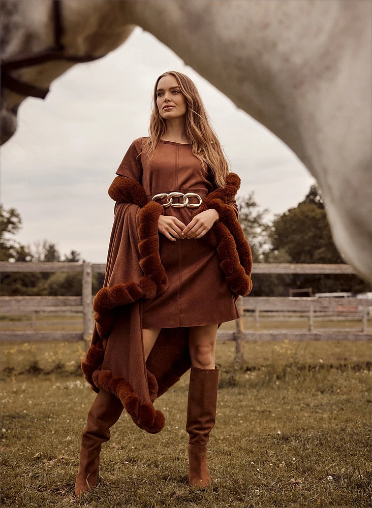 Robe de jour en faux suède