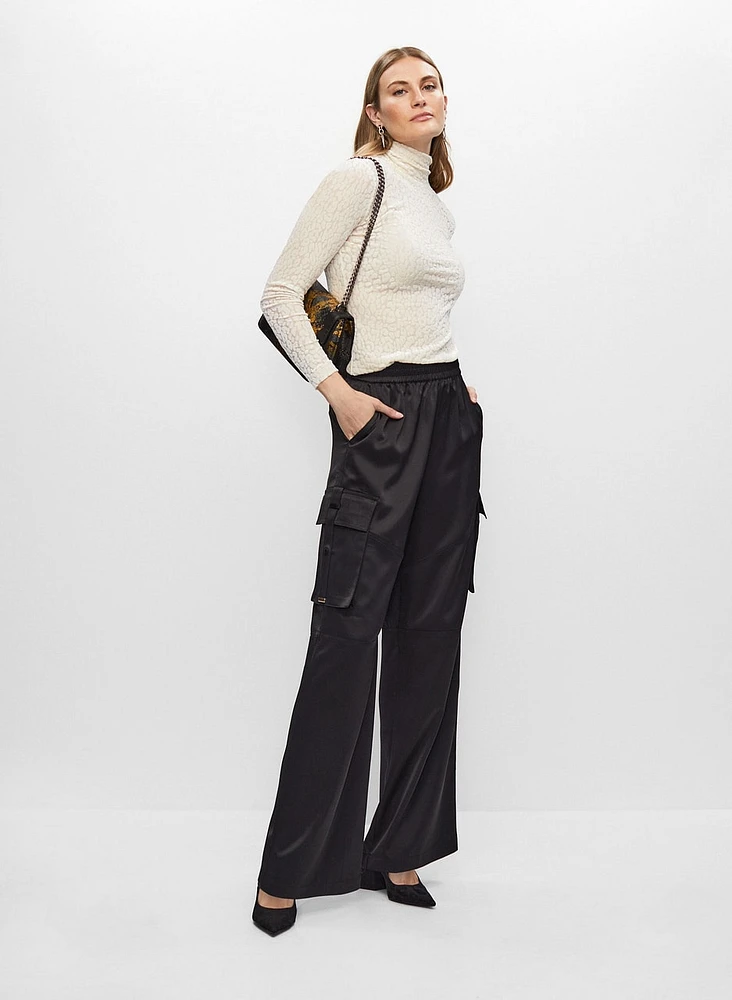 Velvet Top & Satin Cargo Pants