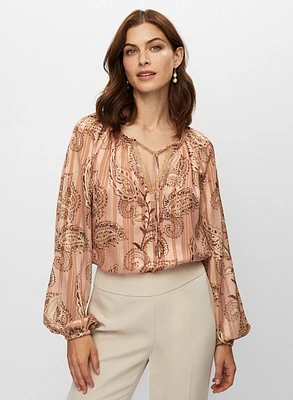 Paisley Print Chiffon Blouse