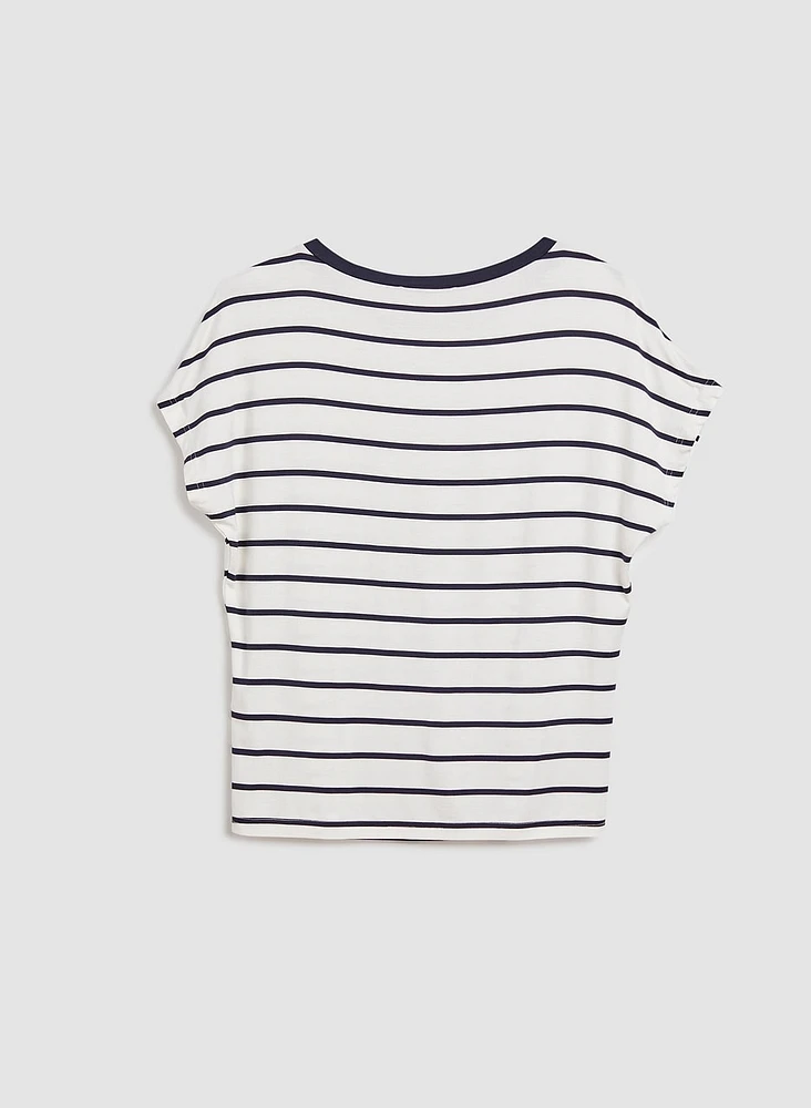 T-shirt rayé à détail coquillage