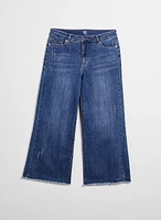 Frayed Hem Culotte Jeans