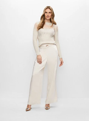Pull à insert transparent et pantalon large