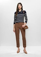 Pearl Embellished Striped Sweater & Cuffed Ankle Pants