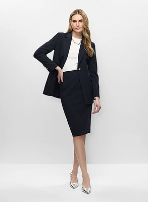 Medium-Length Button Jacket & Pencil Skirt
