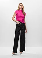 Funnel Neck Cap Sleeve Top