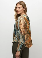 Abstract Butterfly Motif Blouse