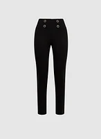 Jewel Button Pull-On Pants