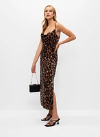 Leopard Print Stretch Velvet Dress