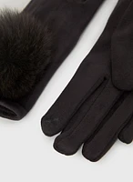 Faux Suede Pompom Gloves