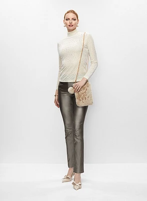 Haut en velours et pantalon effet cuir