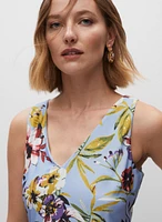 Robe longue sans manches à motif floral