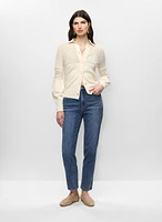 Pointelle Polo Cardigan & Straight Leg Jeans